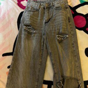 Women's Grey and Black Jeans